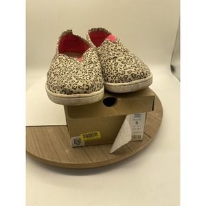 Toms Alpargata Leopard Cheetah Print Canvas Slip On Size 5 Youth Brown Girls